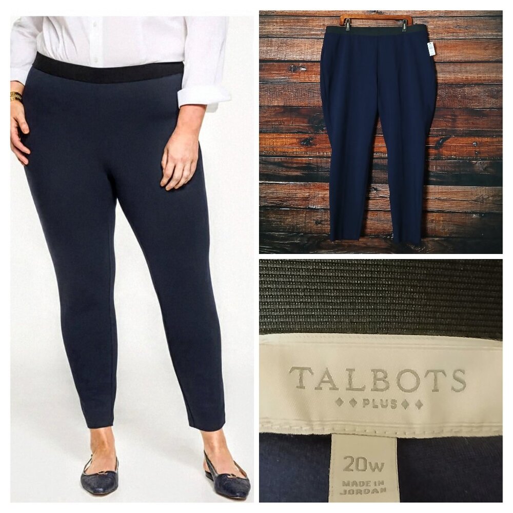 NWT Talbots Soho Leggings Ponte Pants Plus Size 20 W Navy Blue Pull On Stretch